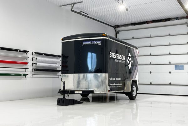 A fully branded trailer wrap for Stevenson Renovations in Ottawa, designed to increase visibility on job sites and on the road.