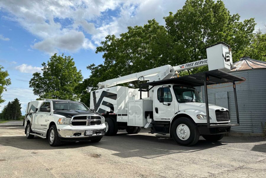 Eye-catching and professional commercial wrap for VS Landscape Group’s service boom truck by VSF Wrap in Ottawa