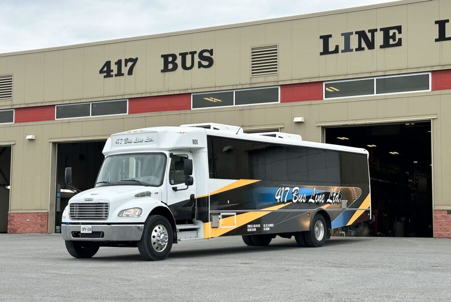 Full print wrap on 417 Bus Line Ltd. bus by VSF Wrap in Ottawa
